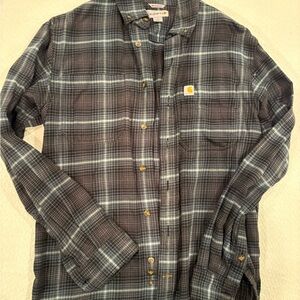 Carhartt Men's Blue and White Checkered Shirt